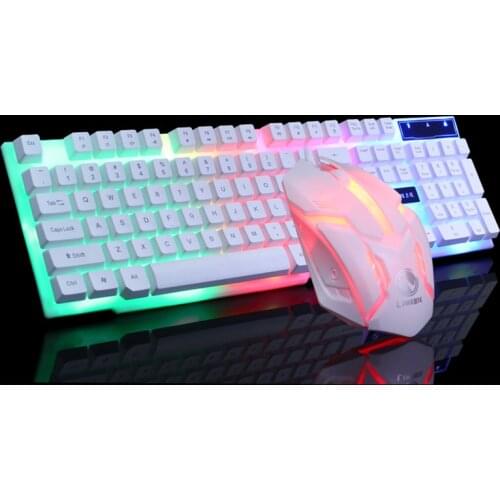 USB Wired Gaming Keyboard Mouse Set PC Rainbow Colorful LED Illuminated Backlit Gamer Gaming Mouse and Keyboard Kit Home Office