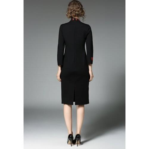 New Plum Embroidered Winter Dresses Women Vestidos Ukraine Women Package Hip Black Dress Kerst Jurk Dames Robe Femme