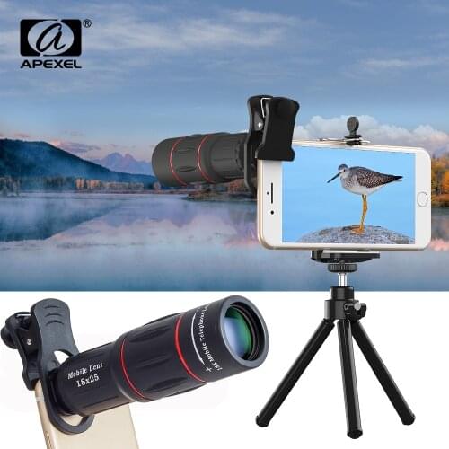 APEXEL Telefon Lens 18X Telescope Scene Zoom Camera Lenses with Tripod for iPhone Xs max 7 8 Plus Xiaomi Samsung Dropshipping