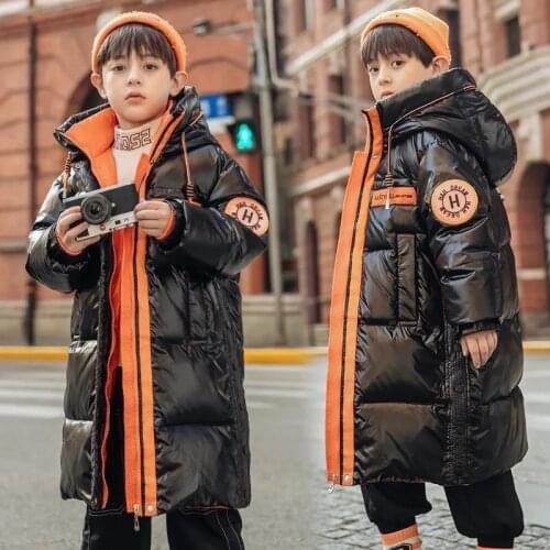 Boys Winter Parkas Down Jacket Teen Warm Coat Outerwear Teenage Outfit Children Kids Fur Coat Childrens Medium Large Clothing