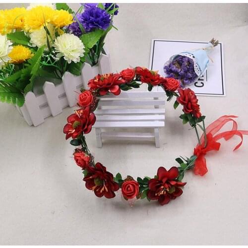 Women Korean Wedding Bridesmaid Bride Wrist Woodland Hairwear Woven Straw Hair Band for Wedding Prom Accessories Hair Flowers