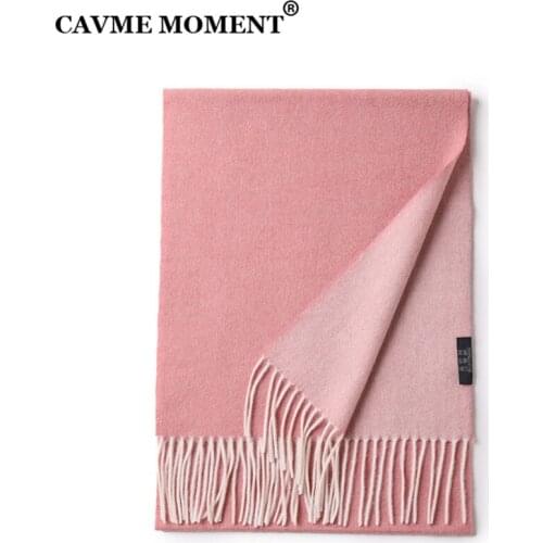 CAVME Pure Cashmere Scarf Unisex Mens Long Basic Long Scarves for Women Ladies Double Face Doule Colors CUSTOM LETTERS 30*180