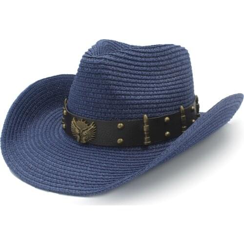 Straw Women Men Western Cowboy Hats For Summer Gentleman Outdoor Summer Sombrero Hombre Beach Sun Cap Size 56-58CM