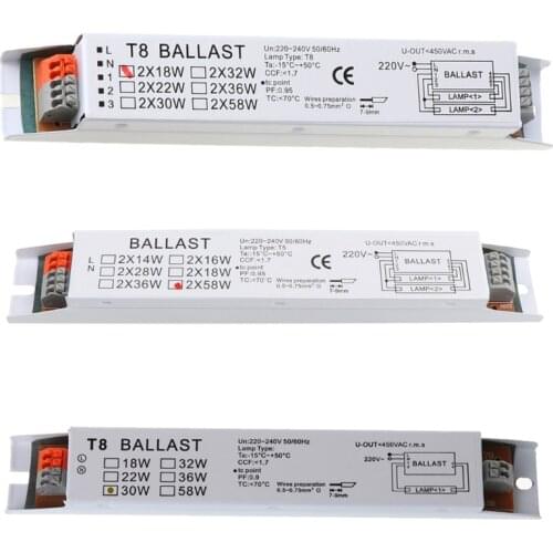 T8 220-240V AC 2x58W Wide Voltage Electronic Ballast Fluorescent Lamp Ballasts 19QB