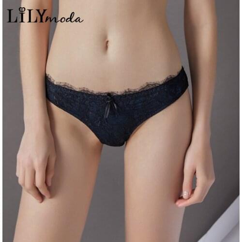 Lilymoda 2018 Women Briefs Mid Waist Seamless Thin Eyelash Lace Underwear Sexy Lingerie Ladies Underpants Comfortable Black Red