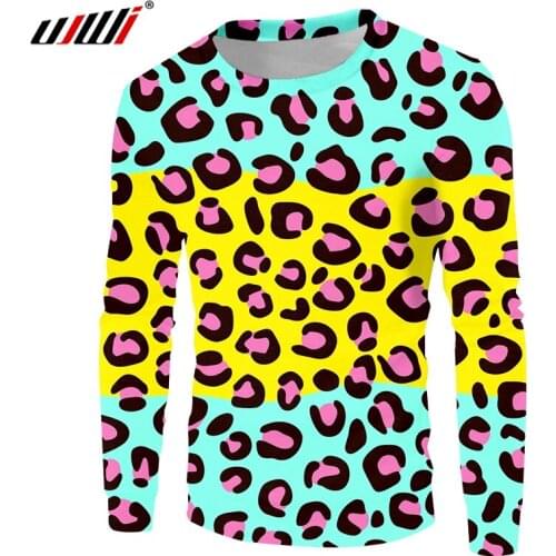 UJWI Animal Colorful Leopard Pullover Jumpers Couples Wear Print 3d Unisex Men/women O Neck Long Sleeve Casual
