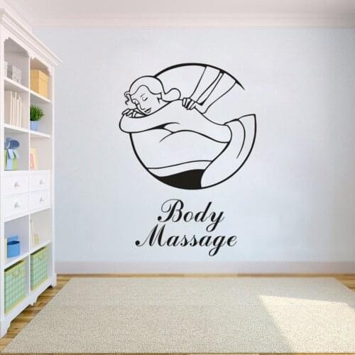 Body Massage Sign Vinyl Wall Stickers Massage Therapist Wall Art Mural Spa Salon Décor Removable Spa Window Poster AZ744