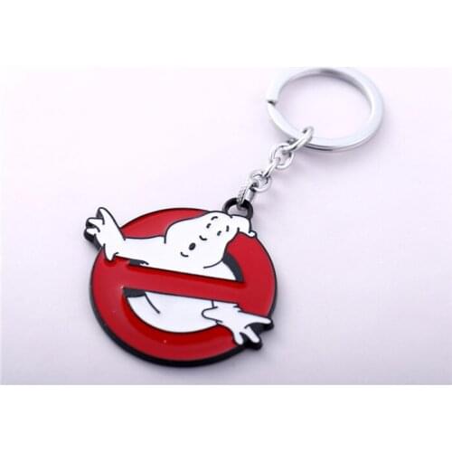High quality Ghostbusters Logo cool pendant Glow In the Dark Belt Buckle Red Enamel Keychain Movie jewelry