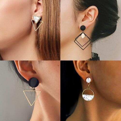 New Fashion Round Dangle Drop Korean Earrings For Women Geometric Round Heart Gold Earring Wedding 2020 kolczyki Jewelry