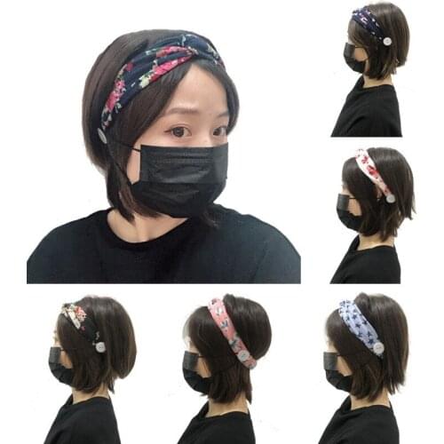 Hair Accessories Headbands For Women Printed Flower Cross Ladies Turban Mask Buttons Bandeau Fillet Mujer Scrunchie Headwear