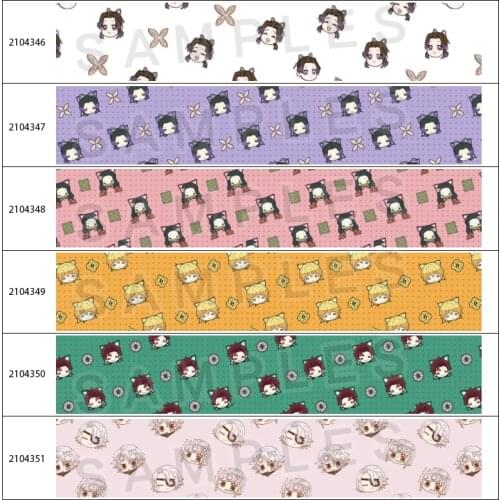 10yadrs Japan Anime Cartoon Demon Slayer Character Printed Grosgrain / Satin Ribbons