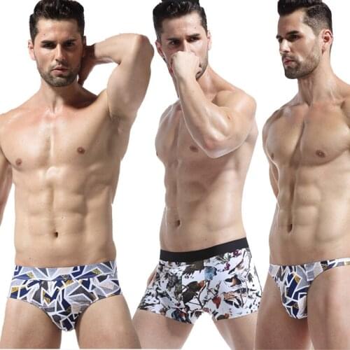 2pcs/lot Mens Printed Boxer Shorts Underwear Cool Ice Silk Mens Boxer Underpants Super Breathable Men Sexy Slim Man Panties