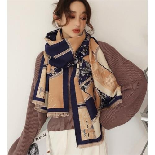 2021 Winter Warm Shawls Wraps Cashmere Scarf Women Thick Blanket Bufanda Lady Pashmina Hijab Long Autumn Echarpe Scarves New