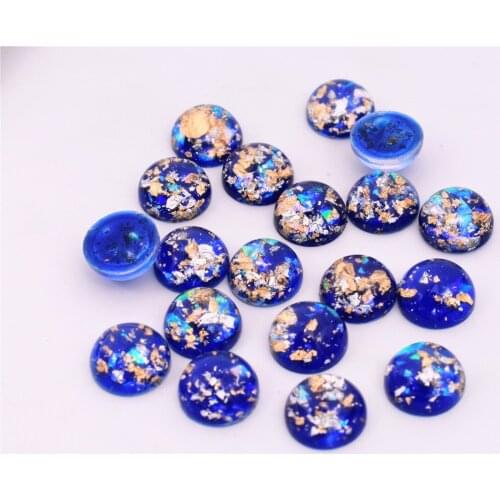 30pcs/lot 12mm New Fashion Blue Color Built-in metal Flat Back Resin Cabochons Cameo Jewelry Accessories Supplies
