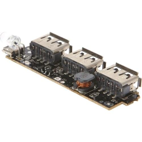 5V 2.1A 3 USB Power Bank Battery Charger Module Circuit Board Step Up Boost DIY E56B