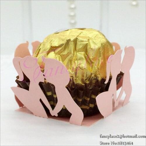 60pcs Laser Cutting Paper Craft Kiss Lovers Chocolate Mini Wrappers Packing Cupcake Liners Decoration Supply Free Shipping