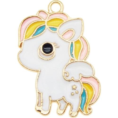 Julie Wang 8pcs Alloy Flying Horse Charms Enamel Animal Pendant For Bracelet Earrings Jewelry DIY Making Accessory 28*17mm