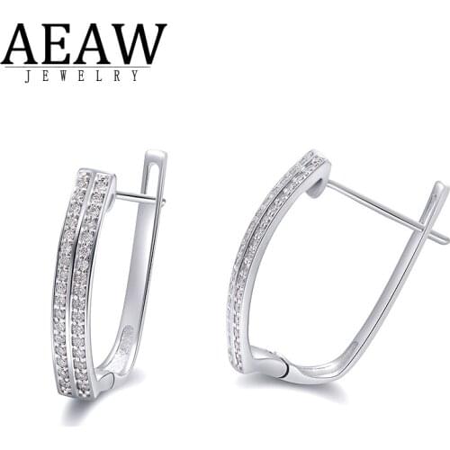 AEAW 0.26ctw D Color VVS1 Round Excellent Cut Moissanite Earring Hoop Drop Fine Jewelry 14K White Gold Test Positive Gift
