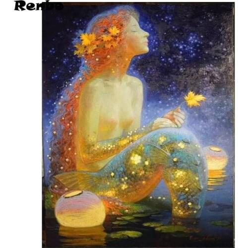 5D DIY custom foto Diamond Painting Full Square Mermaid embroidery With Diamonds Picture Of Rhinestone Mosaic Wall Sticker Decor