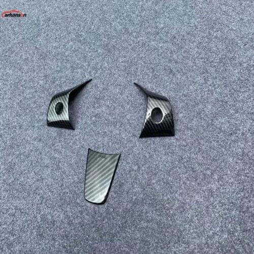 Car Accessories Styling For Tesla Model 3 2017 2019 Styling Chrome Carbon Fiber Steering Wheel Trim Car Protector Sticker