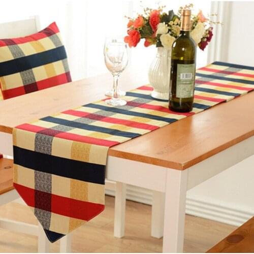 English Style 2 Color Pure Cotton Plaid Table Flag Cloth Dust Cover End Of Bed Table Runner Hotel Home Dinner Table Cloth Decor
