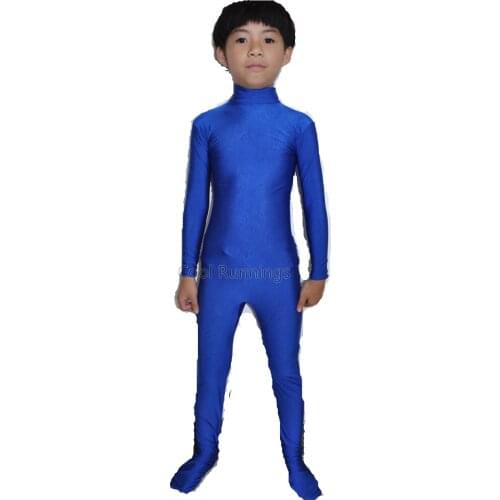 Kid Children Royal Blue Unisex Spandex dancewear Zentai Costume Leotard Unitard No Hood & Hands