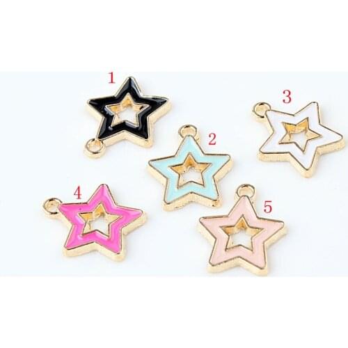 DIY enamel star charms Korean jewelry finding gold alloy bracelet pendant fashion star dangle accessories