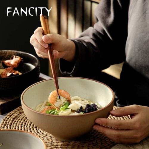 FANCITY Creative Deep Bowl Ramen Bowl Large and Small Noodle Bowl Wonton Dumpling Noodle Soup Bowl Knife Sliced Noodle Bowl Tall