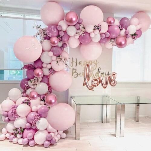 Diy Balloons Garland Arch Retro Pink Metal Rose Red Global For Birthday Wedding Anniversary Party Decoration Baby Shower Girl