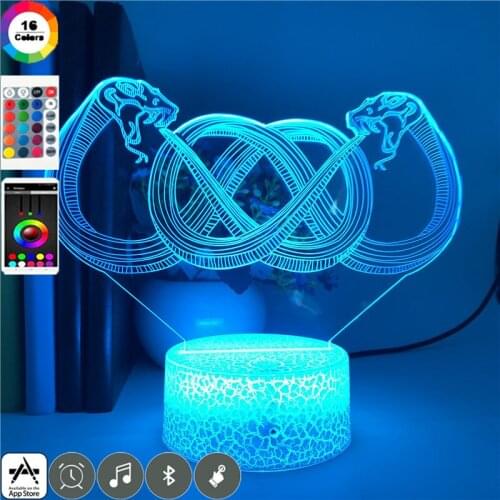 Creative Night Light Animals USB Snake 3D Table Lamp LED Touch Switch Nightlight Color Changing Gift Bluetooth Base Club Decor