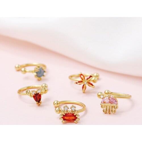 1Pc Summer Cute Ocean Animals Ear Cuffs Marine Organism Jellyfish Starfish Dolphin CZ Earcuff Without Piercing Earrings Jewelry