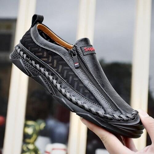 Spring/Autumn Non-slip Wearable Slip-on Breathable Outdoor Casual Shoes Loafers Men Luxury Shoes Men Black Shoes Flat Shoes