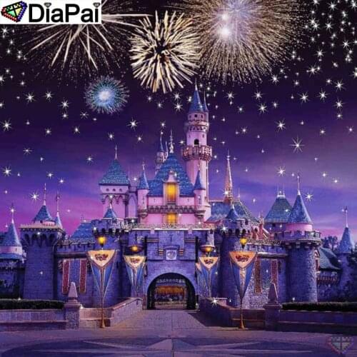 Dispaint Full Square/Round Drill 5D DIY Diamond Painting "Castle fireworks scenery" Embroidery Cross Stitch 5D Home Decor A25098