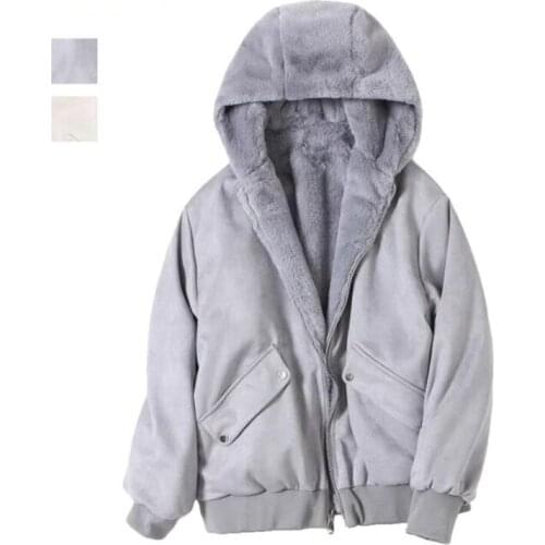 2021 Winter New Suede Coat Korean Women Loose Thick Plus Fleece Double-sided Short Bomber Jackets Female Fashion Cotton Clothes