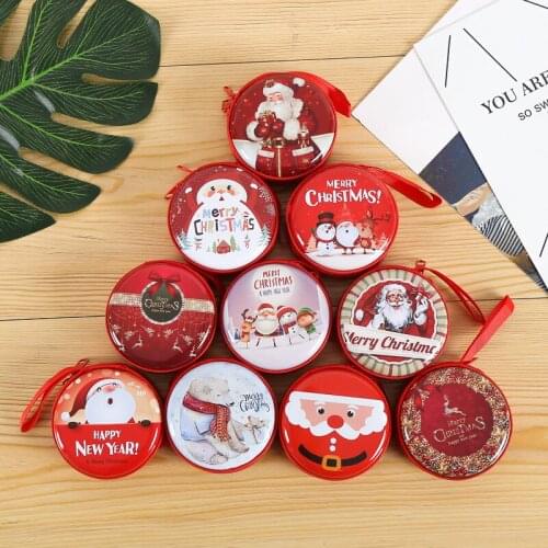 Gift Tin Box Sealed Jar Christmas Coin Storage Cans Earrings Headphones Storage Kids Xmas Tree Decoration Candy Box