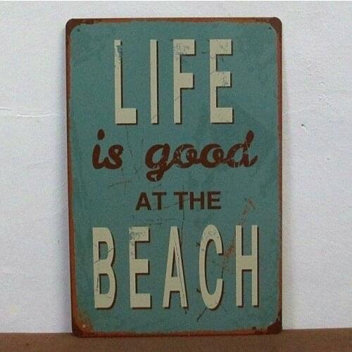 \The signing of decorative wall plaque at the beach\ tin gift, life is beautiful(Visit Our Store, More Products!!!)