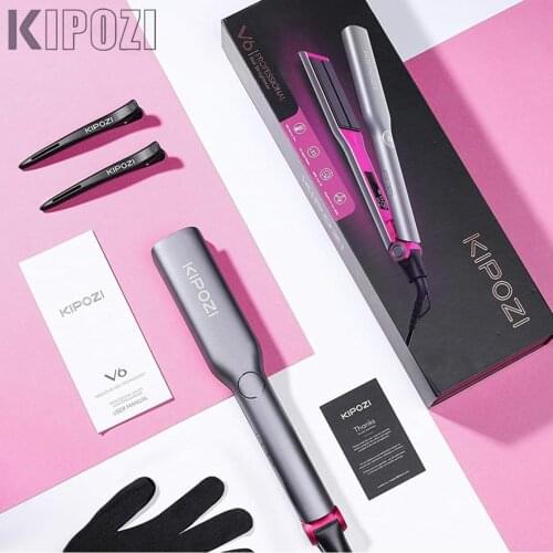 KIPOZI V6 Professional Advanced Negative Ion Hair Straightener 60Min Auto Off Safety Lock Design Beauty Hair Styling Tool