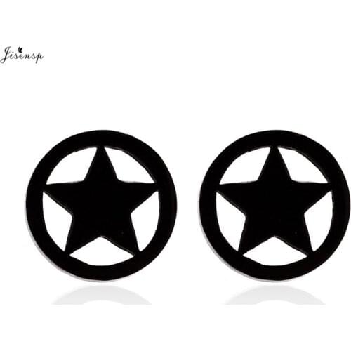 Jisensp Simple Round Star Earrings for Women and Girls Stud Earrings Hot Sale Fashion Galaxy Accessories Earing Jewelry Gift