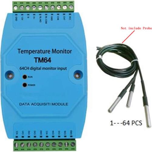 RS485 temperature detector DS18B20 multi-channel acquisition of 8 channels, 64 probe multi-channel temperature transmitter