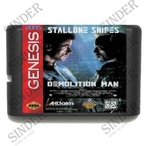 Demolition Man 16 bit MD Game Card For Sega Mega Drive For Genesis