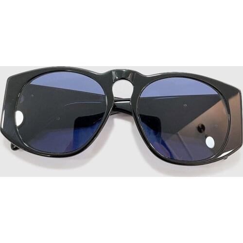 Retro Vintage Round Sunglasses Men Brand Designer Sun Glasses Women Acetate Frame Black Lens Eyewear Driving UV400