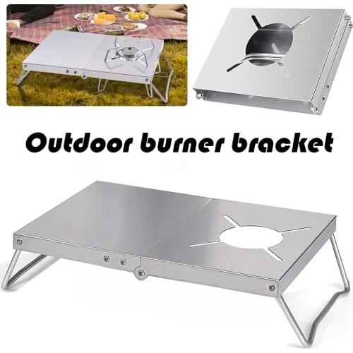 Stainless Steel Outdoor Stove Bracket Heat Insulation Table Portable Foldable Camping Stove Accessories SAL99