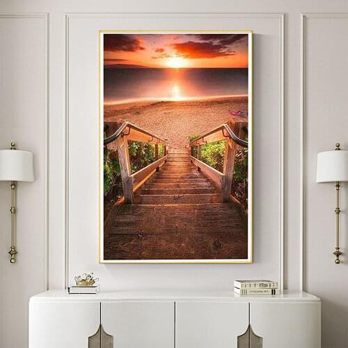 Lake Sunrise Flower Boat DIY Embroidery 11CT Cross Stitch Kits Craft Needlework Set Cotton Thread Printed Dropshipping