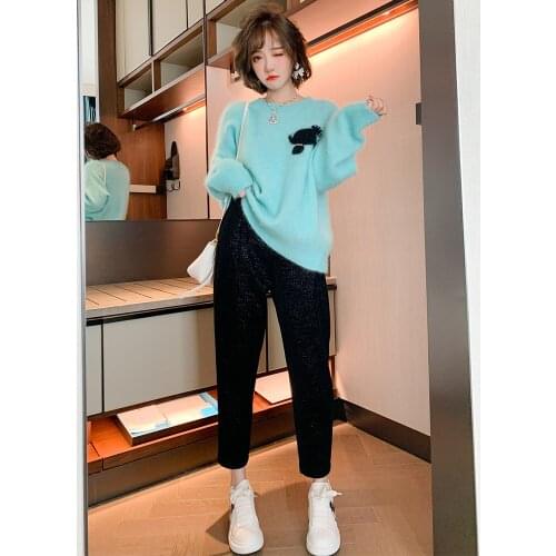 Bright silk thin High waist tapered pants Joker casual pants womens winter new High Quality