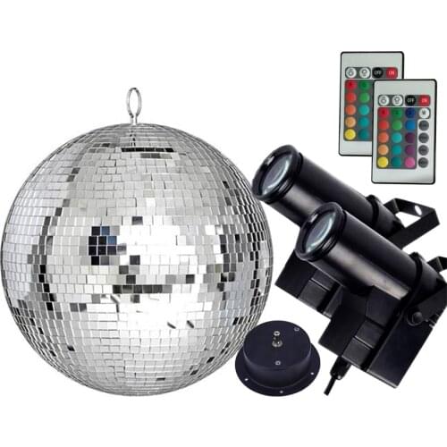 Thrisdar Dia20CM 25CM 30CM Reflection Glass Mirror Disco Ball With Remote Control RGB Pinspot Light Party KTV Mirror Ball Light