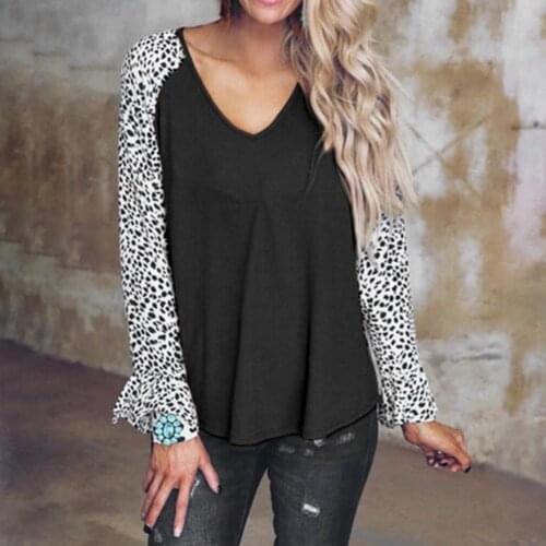 Loepard Print Patchwork Tops Women 2021 New Autumn Clothes Long Sleeve Basic Tee Shirt Femme Casual Streetwear Plus Size T-shirt