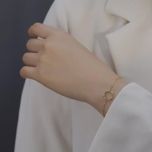 925 Sterling Silver Chain Bracelet Exquisite Zircon Round Pendant Bracelet Adjustable for Women Simple Fashion Jewelry