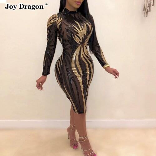 Summer Autumn Women Sexy Mesh Sequin Dress Evening Dresses Plus Size Tight Ladies Clothing 2021 Elegant Black Bodycon Midi Party
