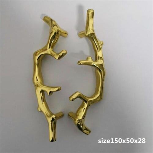 1Pc New Tree Branch shaped Handles Solid Brass Door Lockers Bookcases Knob Modern Design Diy Furniture Handles