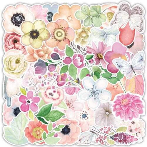 10/30/50pcs Cute Flowers Stickers Aesthetic Decals DIY Luggage Guitar Laptop Scrapbook Car Decoration Graffiti Sticker Kids Toys